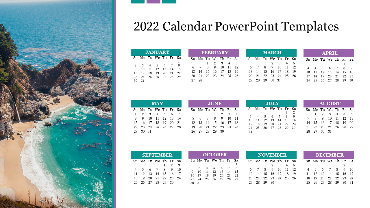 Amazing 2022 Calendar PowerPoint Templates With Pictures